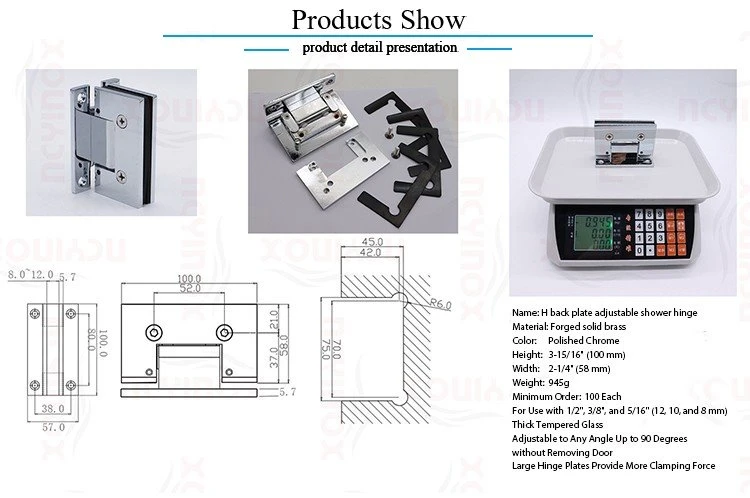 H wall mount shower hinge