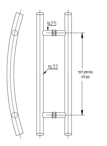 316 Stainless Stain Crl Curved Interior Double Side Round Tube Handle