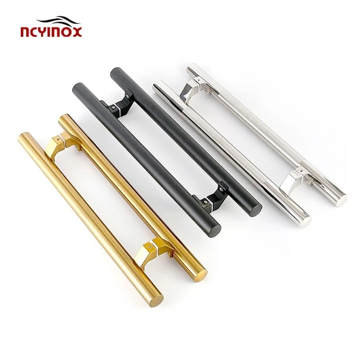 Black Round Shape Horseshoe Entry Glass Door Commercial Push Pull Handle Double Side Sliding Door Handle