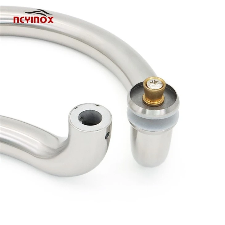 Brushed 316 Stainless Steel Glass Mounted Back-to-Back Elbow Style Pull Handle