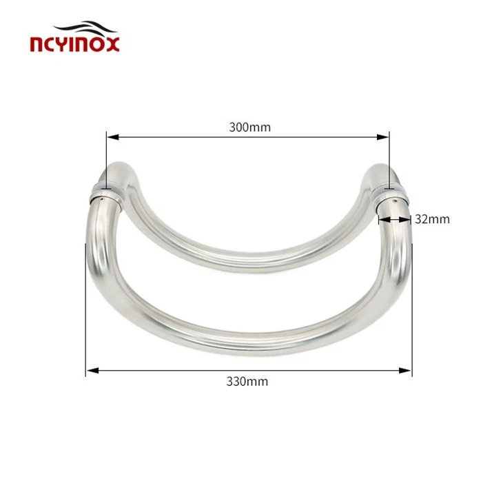 Brushed 316 Stainless Steel Glass Mounted Back-to-Back Elbow Style Pull Handle