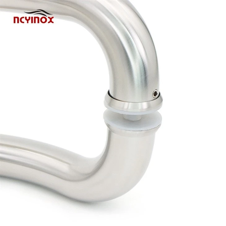 Brushed 316 Stainless Steel Glass Mounted Back-to-Back Elbow Style Pull Handle