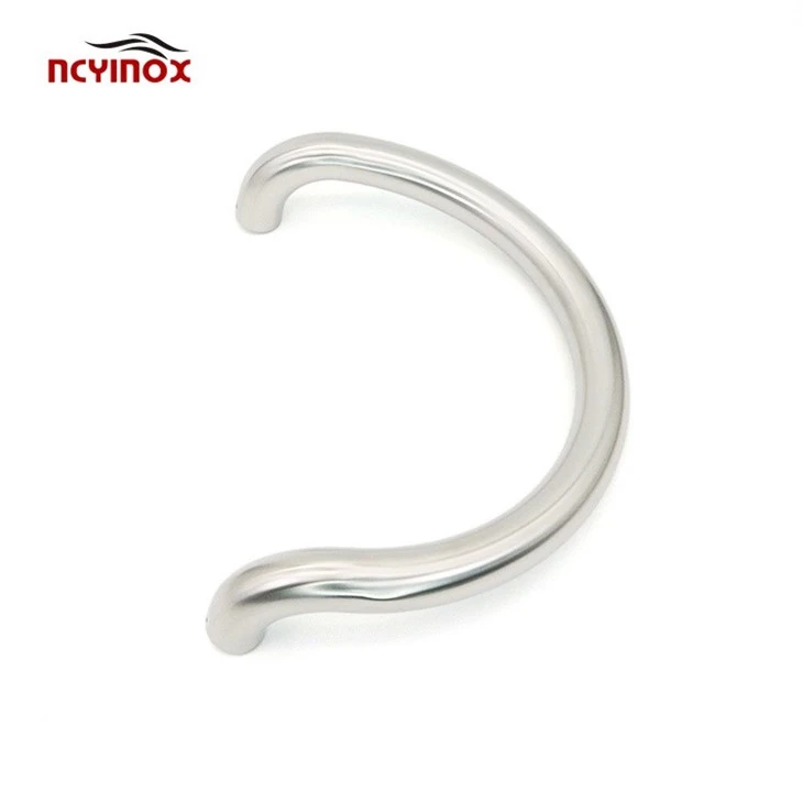 Brushed 316 Stainless Steel Glass Mounted Back-to-Back Elbow Style Pull Handle