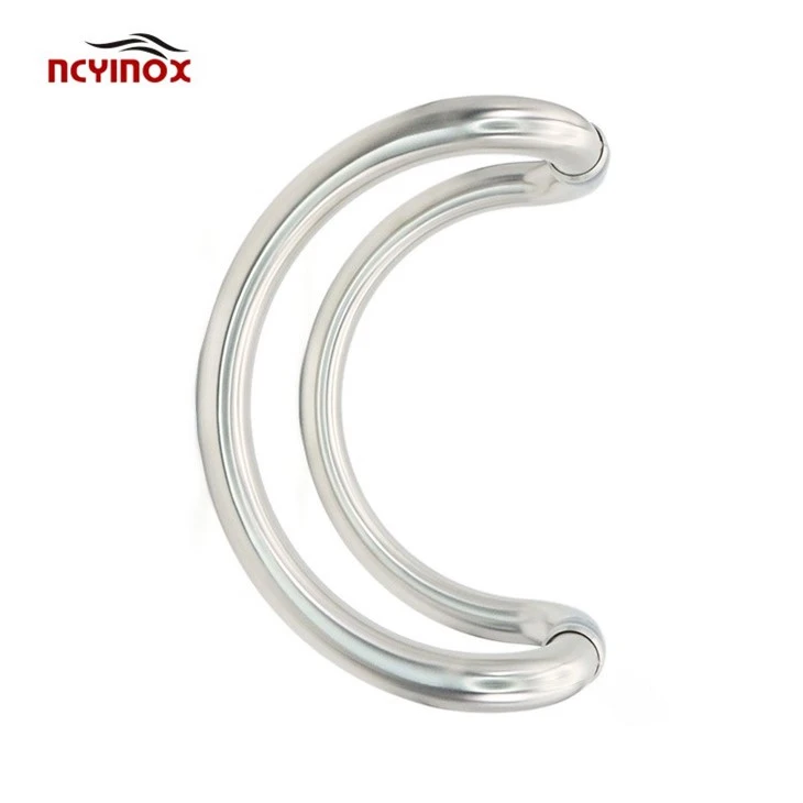 Brushed 316 Stainless Steel Glass Mounted Back-to-Back Elbow Style Pull Handle