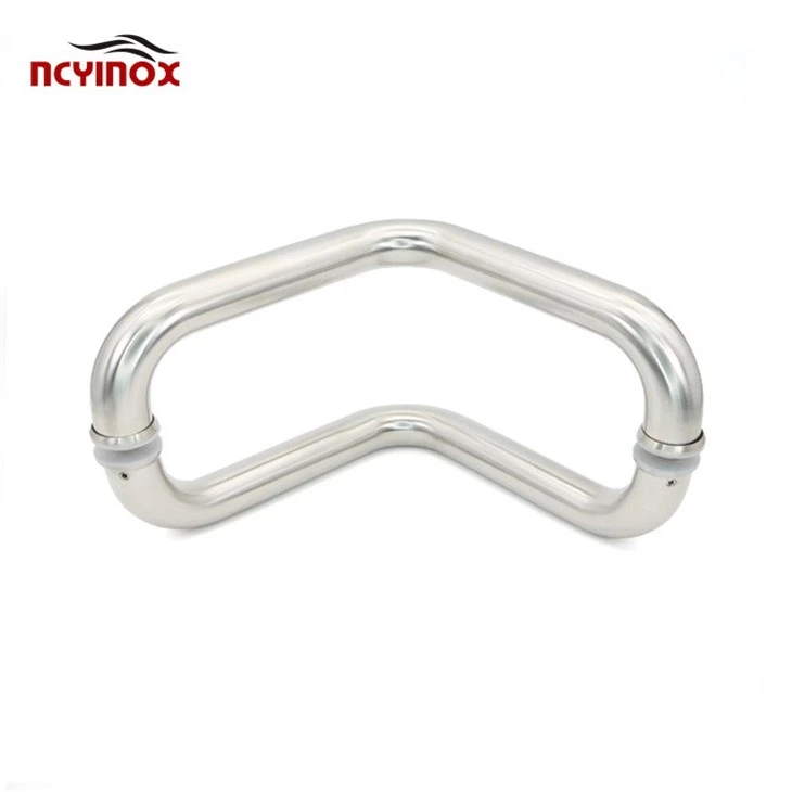 C.R. LAURENCE CRL Brushed Stainless Glass Mounted Back-to-Back Elbow Style Pull Handle