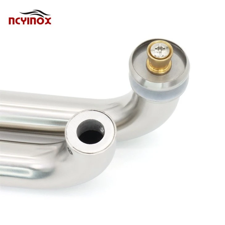 C.R. LAURENCE CRL Brushed Stainless Glass Mounted Back-to-Back Elbow Style Pull Handle
