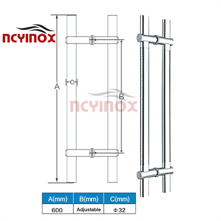 Custom Adjustable Stainless Steel Sliding Door Handle For Meeting Room
