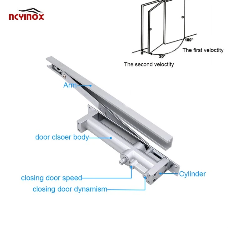 Hidden Hydraulic Aluminum Concealed Door Closer Hotel Automatic Doors