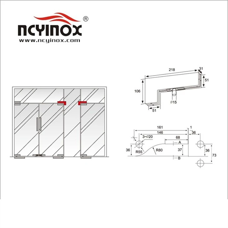 JM-04 High Quality L Clamp Up Stainless Steel Patch Fitting For Glass Door
