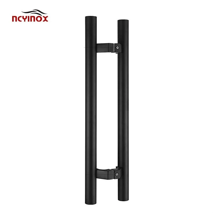 JM-705 Black Round Shape Horseshoe Entry Glass Door Commercial Push Pull Handle Double Side Sliding Door Handle