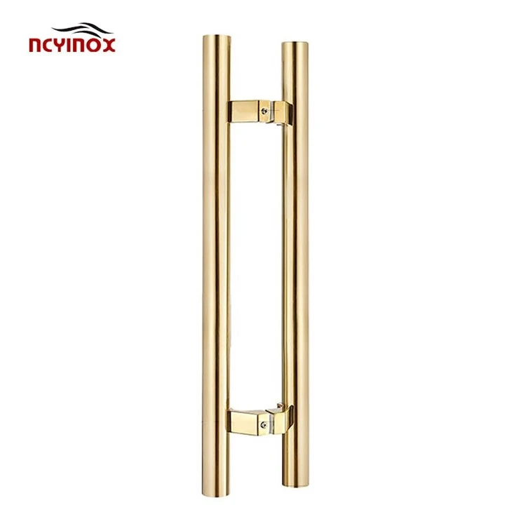 JM-705 Black Round Shape Horseshoe Entry Glass Door Commercial Push Pull Handle Double Side Sliding Door Handle