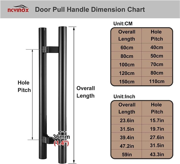 JM-705 Black Round Shape Horseshoe Entry Glass Door Commercial Push Pull Handle Double Side Sliding Door Handle