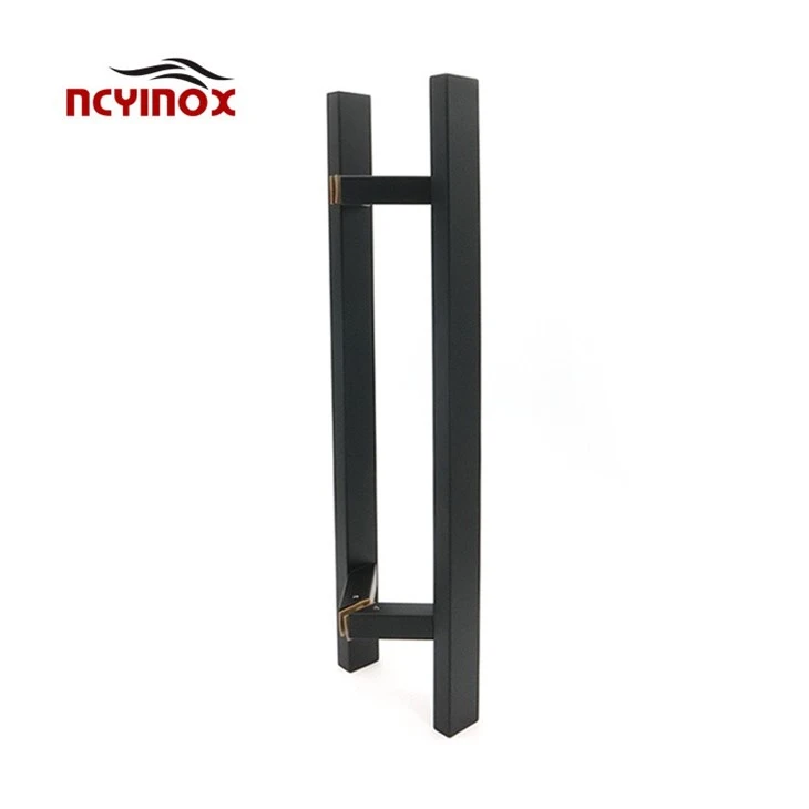 Matt Black Brass Offset T Bar Door Pull Handle For Wooden Glass Door