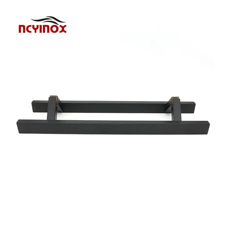Matt Black Brass Offset T Bar Door Pull Handle For Wooden Glass Door