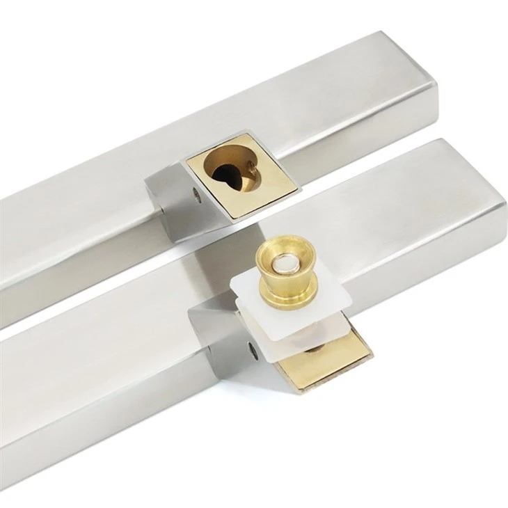 New Design Brass Indoor Office Square Tube H Shaped Glass Pull Door Handle
