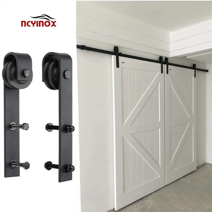 Non Punching Installation Of Barn Door Hardware Sliding Pulling Barn Door Roller Set