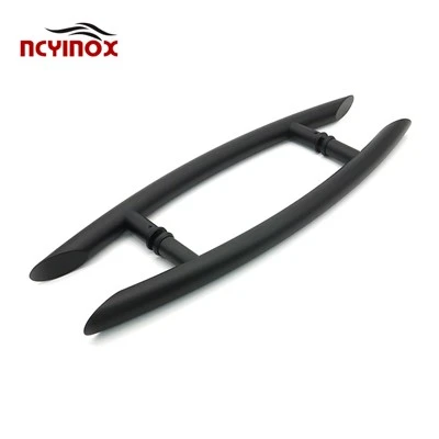 Luxury Matte Black Stainless Steel Glass Door Pull Handles For Wooden Door