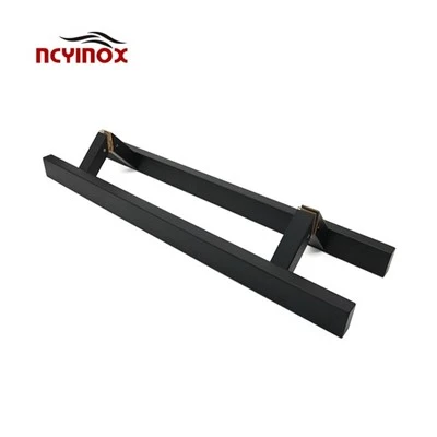 Matt Black Brass Offset T Bar Door Pull Handle For Wooden Glass Door
