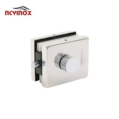 Polished Stainless Steel Glass Door Security Lock With Knob