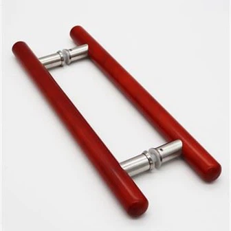 Round Door Handle Red Wood Color