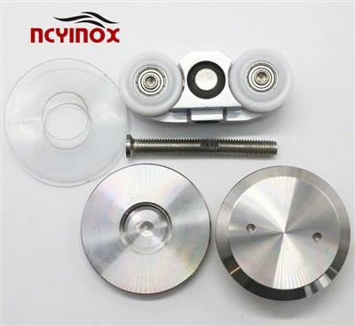Stainless Steel Sliding Square Glass Fitting Door Roll Hanging Wheel