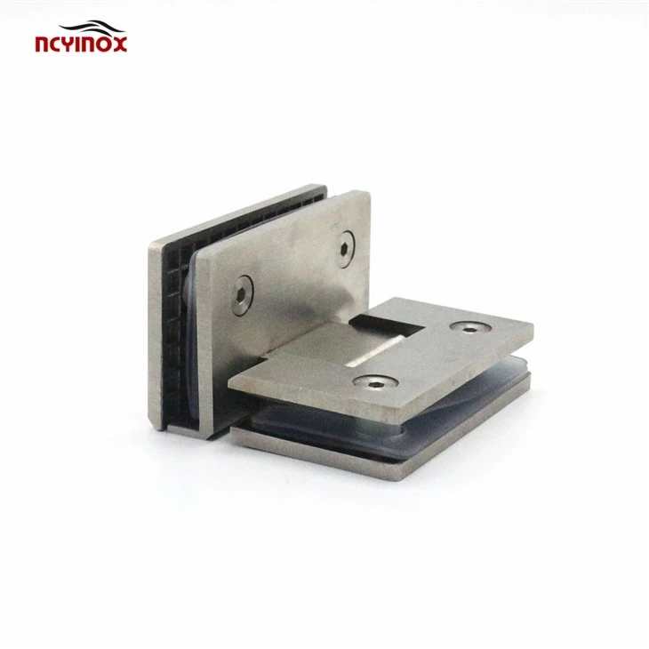 Square 90 Degree Double Opening Straight Bathroom Glass Clamp Shower Door Hinges