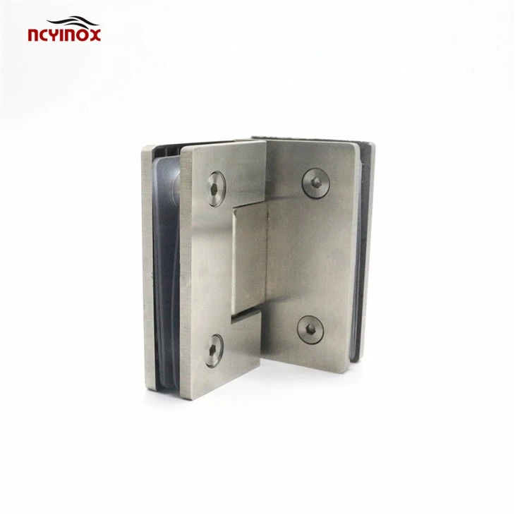 Square 90 Degree Double Opening Straight edge Bathroom Glass Clamp Shower Door Hinges