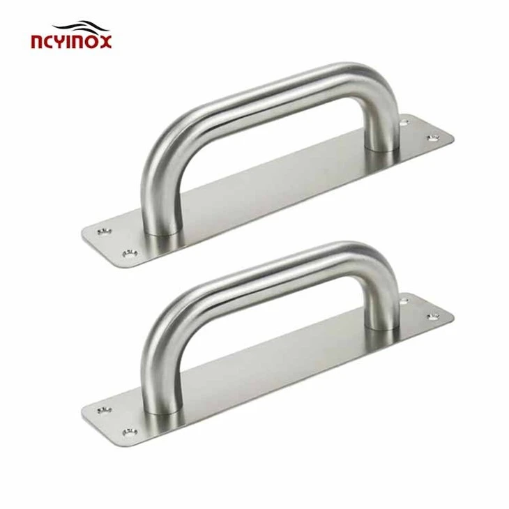 Stainless Steel Exterior Glass Door Accessories Warning Door Pull And Push Handle For Supermarket