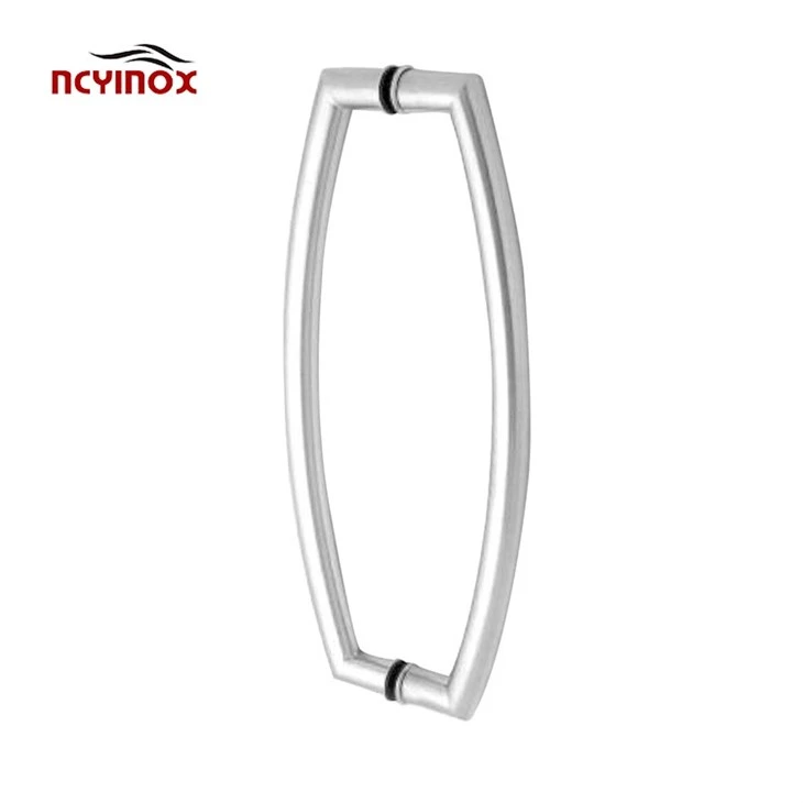 UK Bracket Style Stainless Steel 17" Glass Mounted Back-to-Back Curved Pull Handle